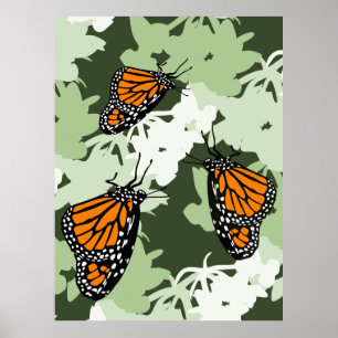 Cute Monarch Butterfly Trio på Svan Plant Poster