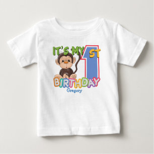 Cute Monkey 1:a födelsedag Tee Shirt