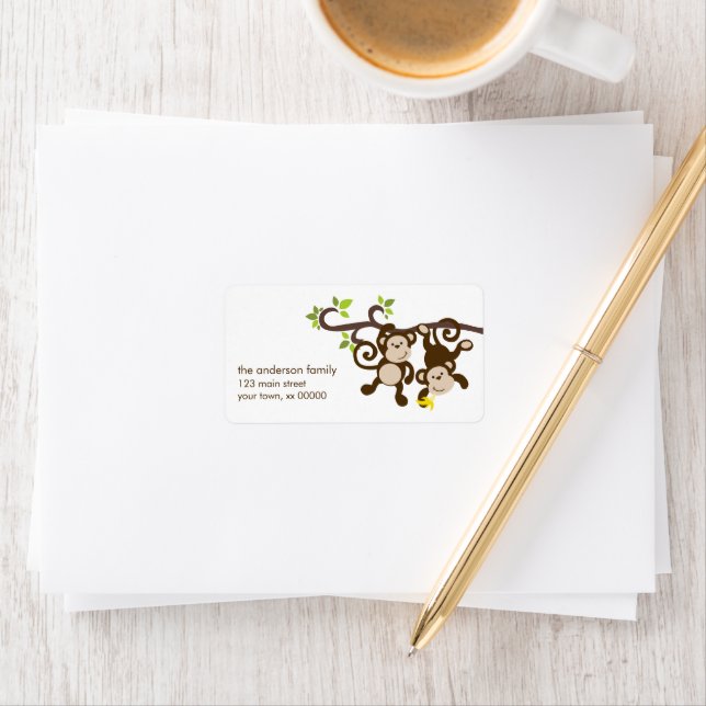 Cute Monkey Adressetikett (Insitu)
