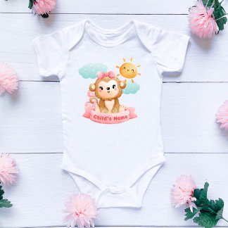Cute Monkey Baby, Rosa Bow and Blocks, Anpassnings T Shirt