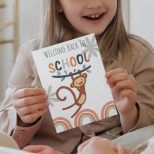 Cute Monkey Back to school Julkort
