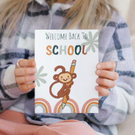 Cute Monkey Back to school Julkort