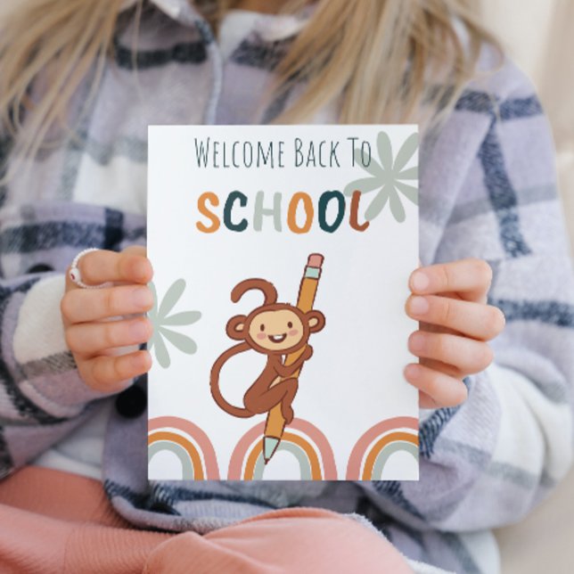 Cute Monkey Back to school Julkort (Skapare uppladdad)
