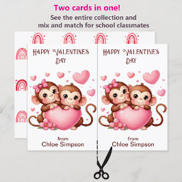 Cute Monkey Barn Valentine Party Classroom-kort Vykort