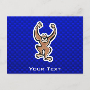 Cute Monkey; Blue Vykort