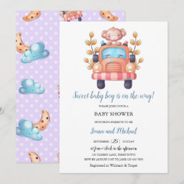 Cute Monkey Boy Baby Inbjudningar