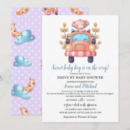 Cute Monkey Boy Baby Shower Drive Through   Inbjudningar