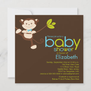 Cute Monkey Boy Shower-inbjudan Inbjudningar