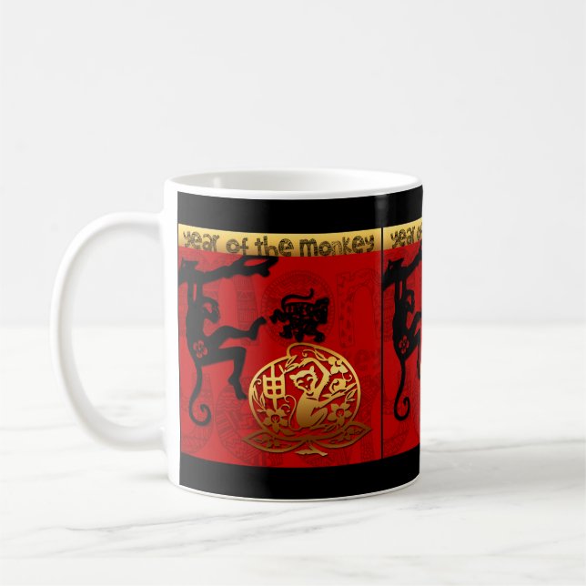 Cute Monkey Chinese Year Zodiac Birthday Mugg (Vänster)