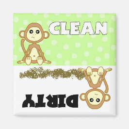 Cute Monkey Clean / Dirty Dishwasher Magnet