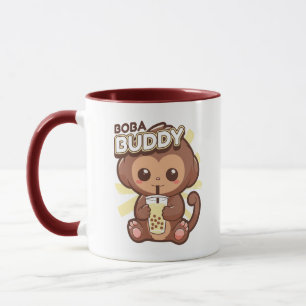 CUTE MONKEY DRINKING BOBA TEA MUGG