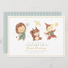 Cute Monkey, ekorre och lejon första födelsedag Inbjudningar