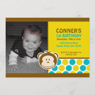Cute Monkey-fotoinbjudan eller Tack-kort Inbjudningar