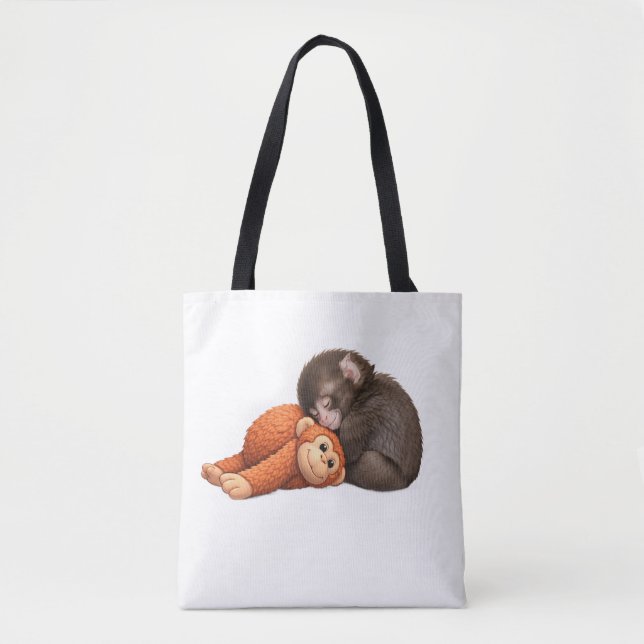 Cute Monkey Friends Tote Bag – Adorable Baby Monke Tygkasse (Framsida)