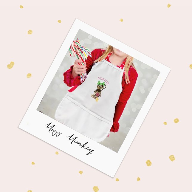 Cute Monkey Grönt Bow Nursery Barnförkläde (Skapare uppladdad)