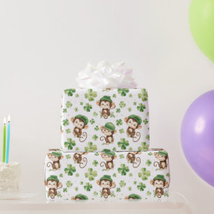 Cute Monkey Grönt Hat Shamrock St. Patrick's Day Presentpapper