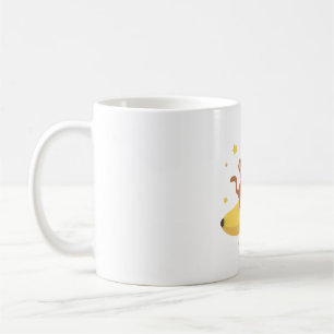 Cute Monkey Hugger Banana Måne Kaffemugg