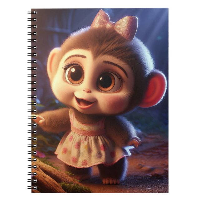 Cute monkey in a dress anteckningsbok (Framsidan)
