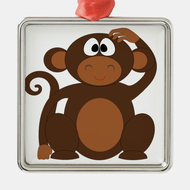 Cute Monkey Julgransprydnad Metall (Framsidan)