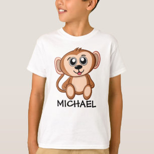 Cute Monkey Jungle Tecknad Zoo Safari Namn T Shirt