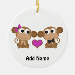 Cute Monkey Kärlek Julgransprydnad Keramik