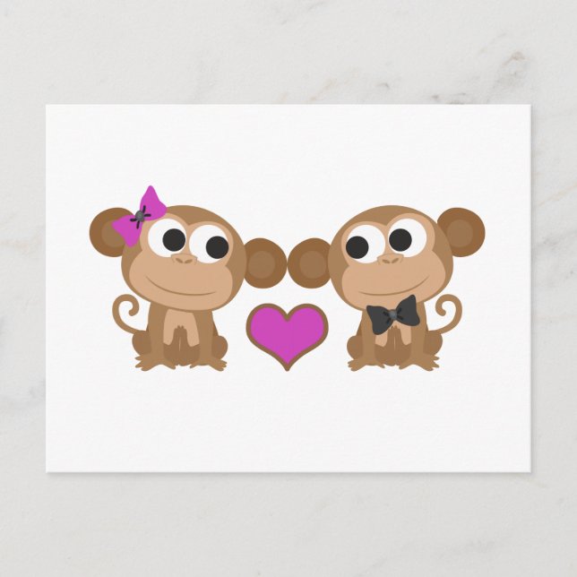 Cute Monkey Kärlek Vykort (Framsida)
