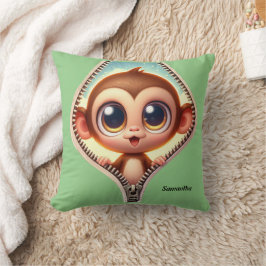 Cute Monkey Kids Anpassade Namn Kudde