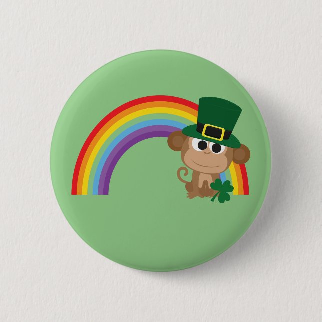 Cute Monkey Leprechaun Knapp (Framsida)