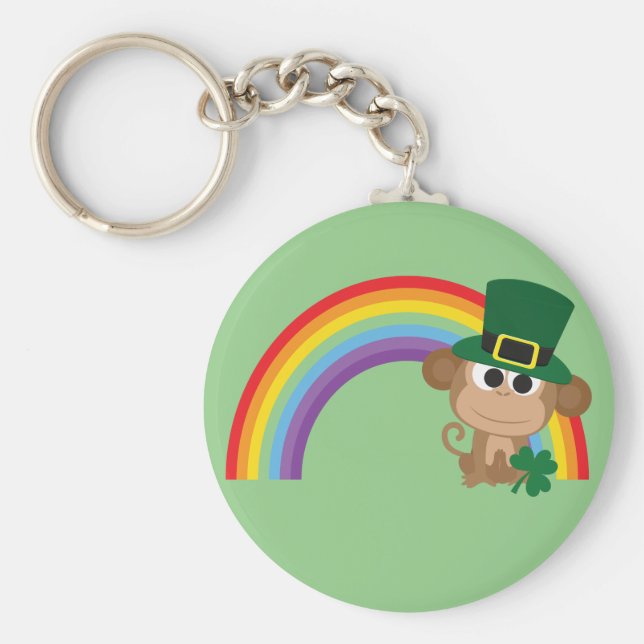 Cute Monkey Leprechaun Nyckelring (Framsidan)