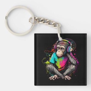 Cute Monkey Listening Music, Music Obssed Monkey