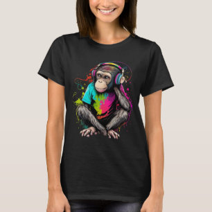 Cute Monkey Listening Music, Music Obssed Monkey T Shirt