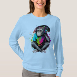 Cute Monkey Listening Music, Music Obssed Monkey T Shirt
