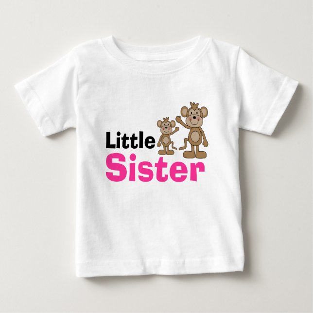 Cute Monkey Little Sister Tee Shirt (Framsida)