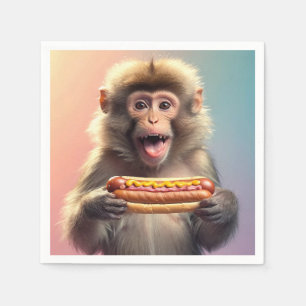 Cute Monkey med Hotdog Pappersservett