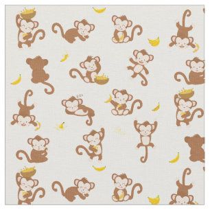 Cute Monkey och Bananas Mönster  Tyg
