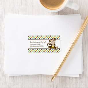 Cute Monkey och Polka dots Adressetikett