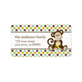 Cute Monkey och Polka dots Adressetikett