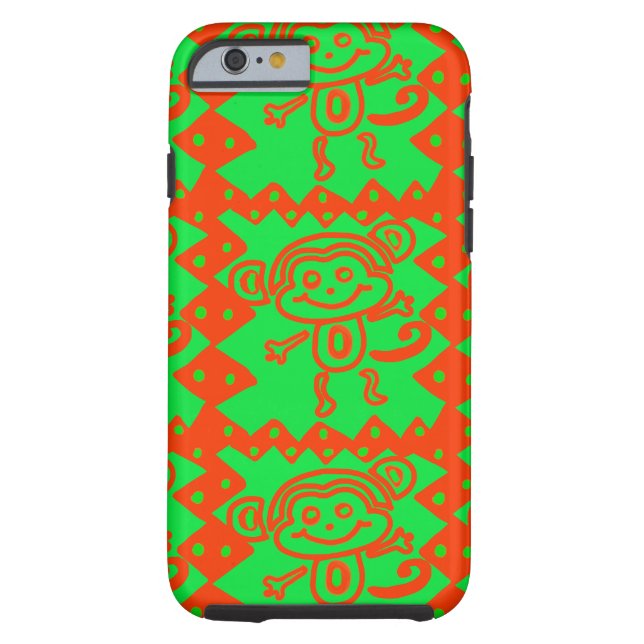 Cute Monkey Orange Grönt Animal Mönster Case-Mate iPhone Skal (Baksidan)