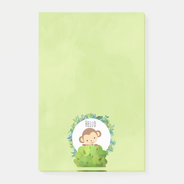 Cute Monkey Peekout från Baka Bush Post-it Block (Framsida)
