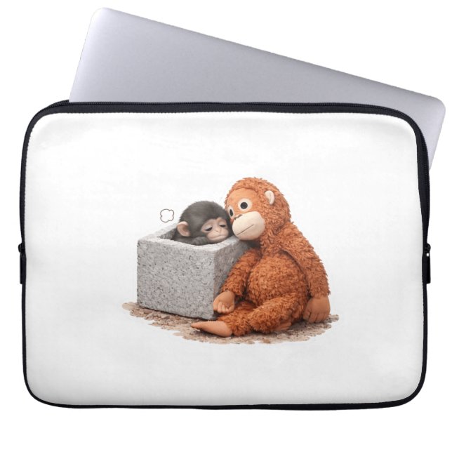 Cute Monkey Plush Laptop Sleeve Cozy Aesthetic Ani (Framsidan)