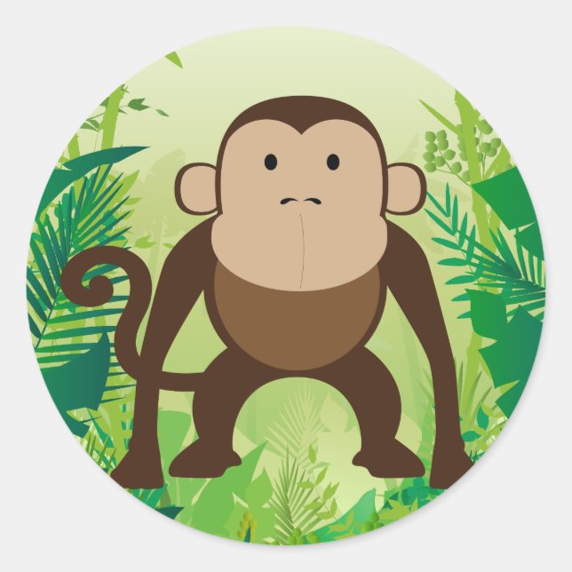 Cute Monkey Runt Klistermärke (Framsida)