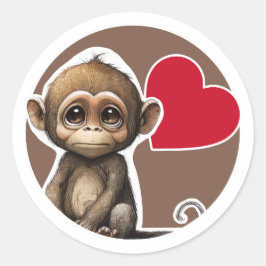 Cute Monkey Runt Klistermärke