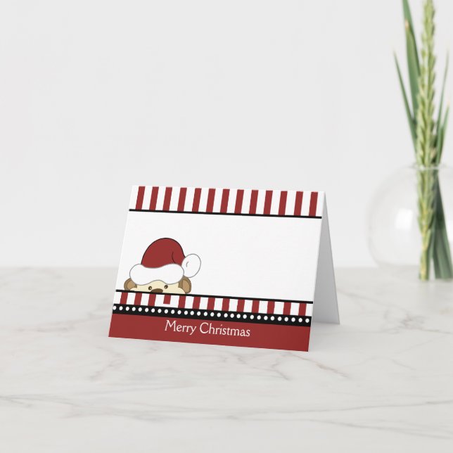 CUTE MONKEY SANTA CHRISTMAS CARD HELGKORT (Framsida)
