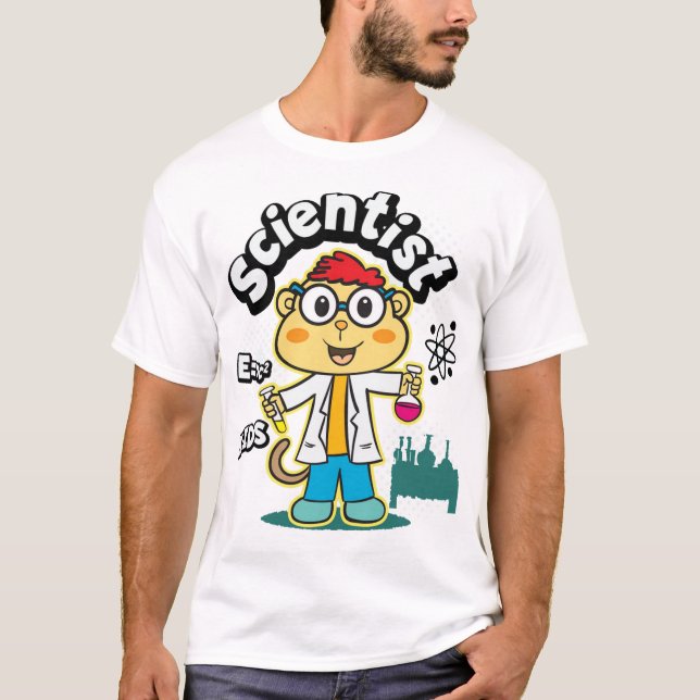 Cute monkey scientist t shirt (Framsida)