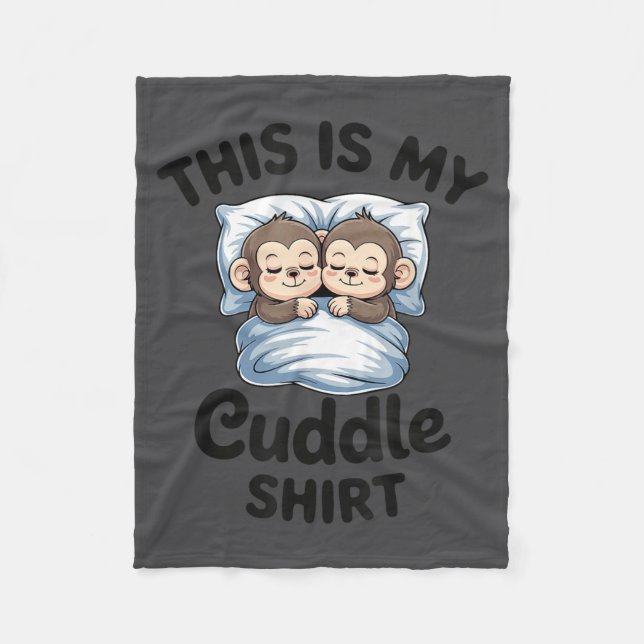 Cute Monkey Sleep Couple This Is My Cuddle  Fleecefilt (Framsidan)