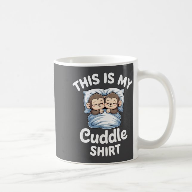 Cute Monkey Sleep Couple This Is My Cuddle  Kaffemugg (Höger)