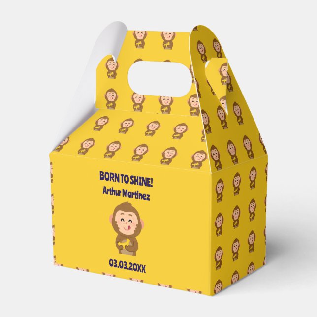 Cute Monkey Theme Boy Shower Presentaskar (Framsidan Sidan)