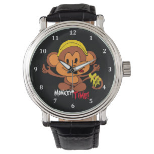 Cute Monkey Time Watch med kinesiskt tecken Armbandsur