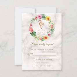Cute Monkey Tropical Blommigt Boy Shower OSA Kort
