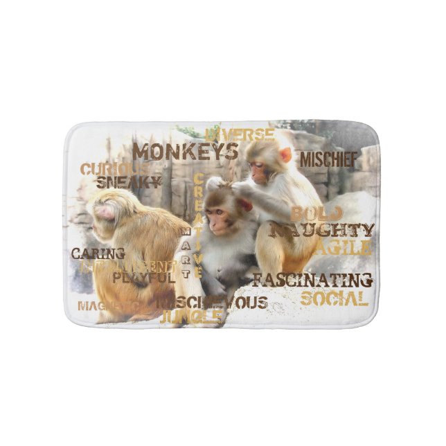 Cute Monkey Typography Art Badrumsmatta (Framsidan)